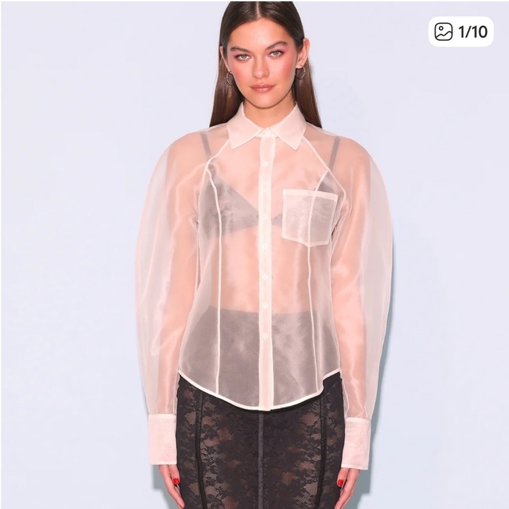 Fleur du Mal Sheer White Silk Blouse